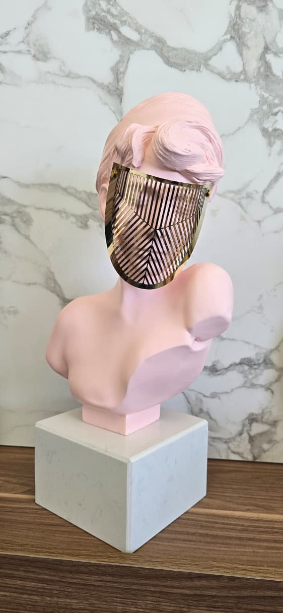 [PINK] Modern Resin Venus Roman Masked Statue With Marble - Elegant Home Decor Sculpture