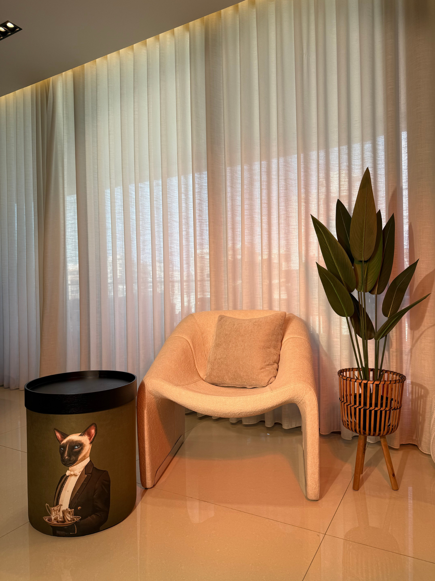 The Elegant Attendant: Mr. Cat Suede Pouf