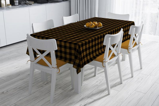 Black & Yellow Gingham Fine Linen Table Cloth