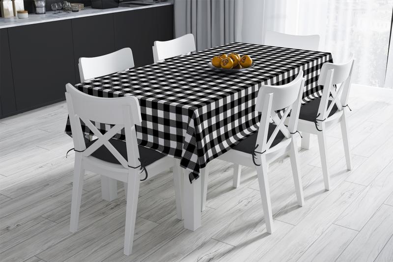 Black & White Gingham Fine Linen Table Cloth