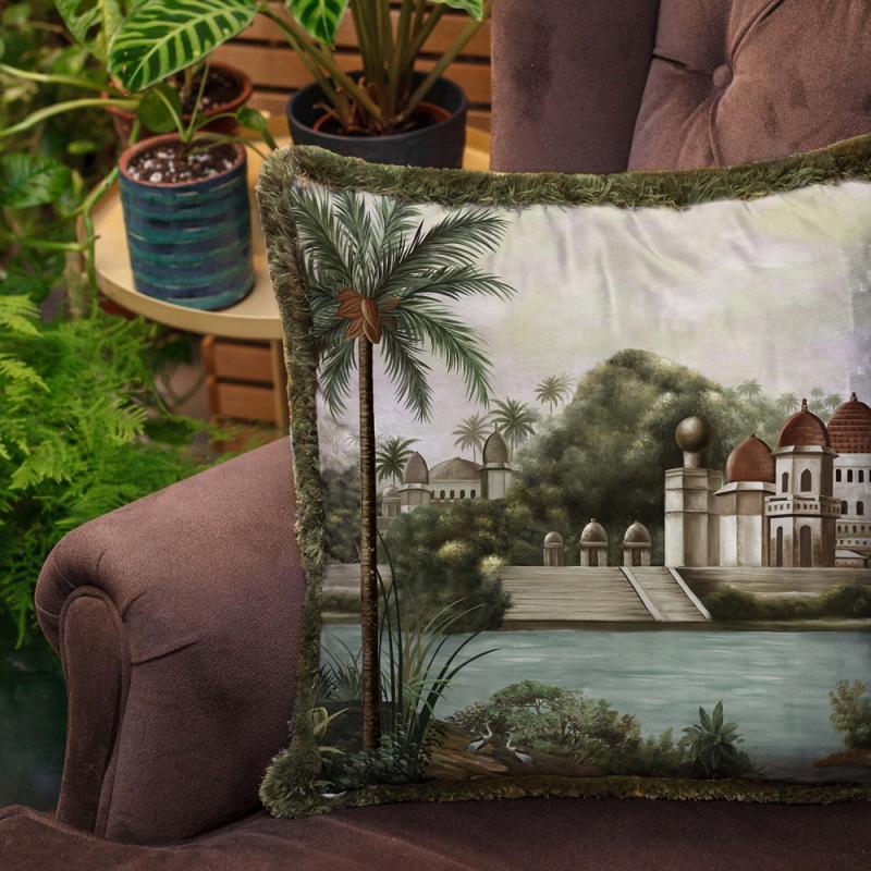 Otantic View Green Velvet Cushion