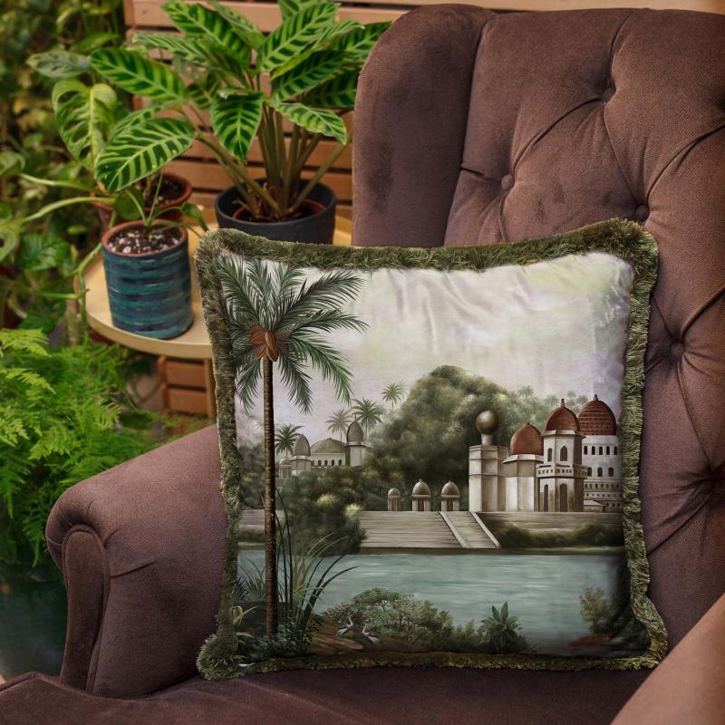 Otantic View Green Velvet Cushion
