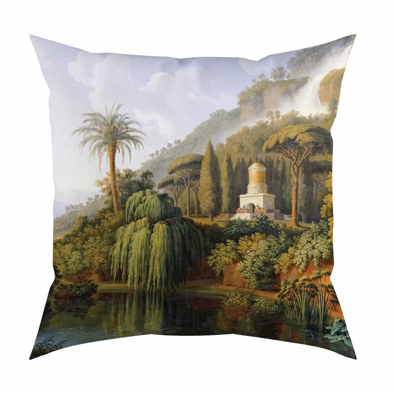 Green Forest View Velvet Cushion
