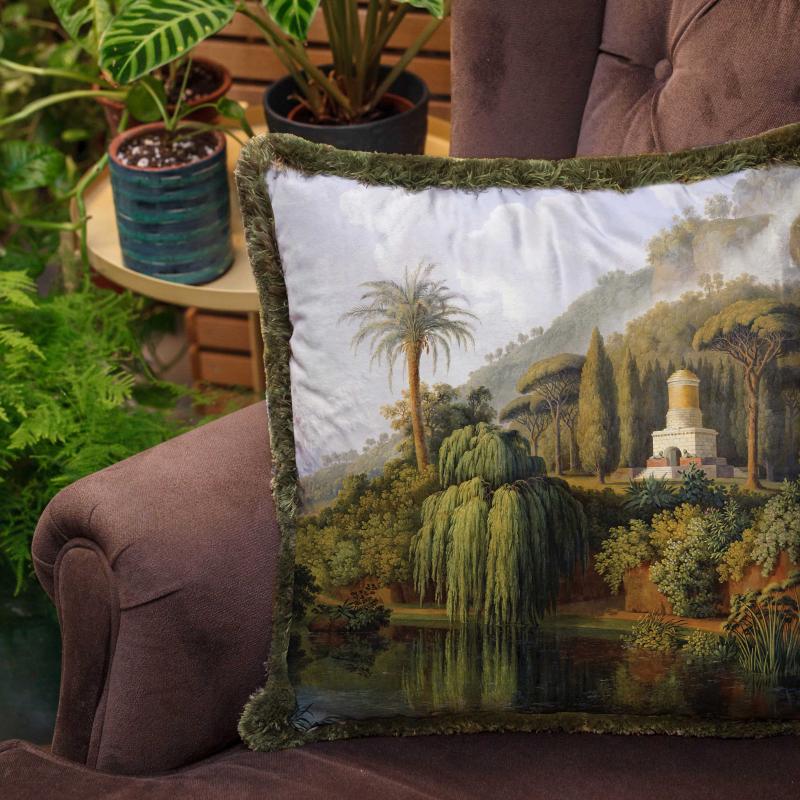 Green Forest View Velvet Cushion