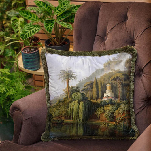 Green Forest View Velvet Cushion