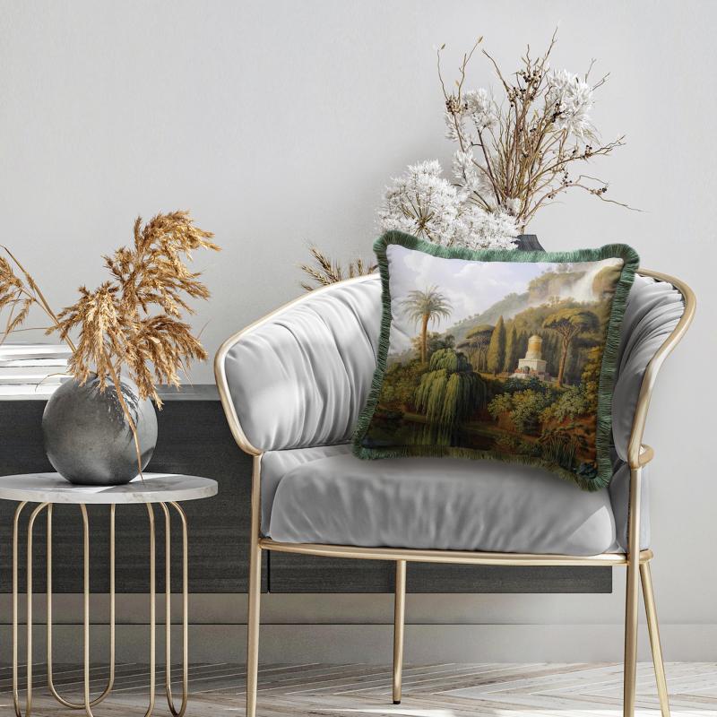 Green Forest View Velvet Cushion