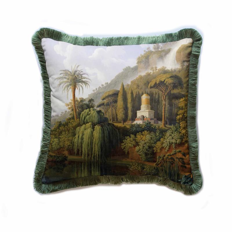 Green Forest View Velvet Cushion