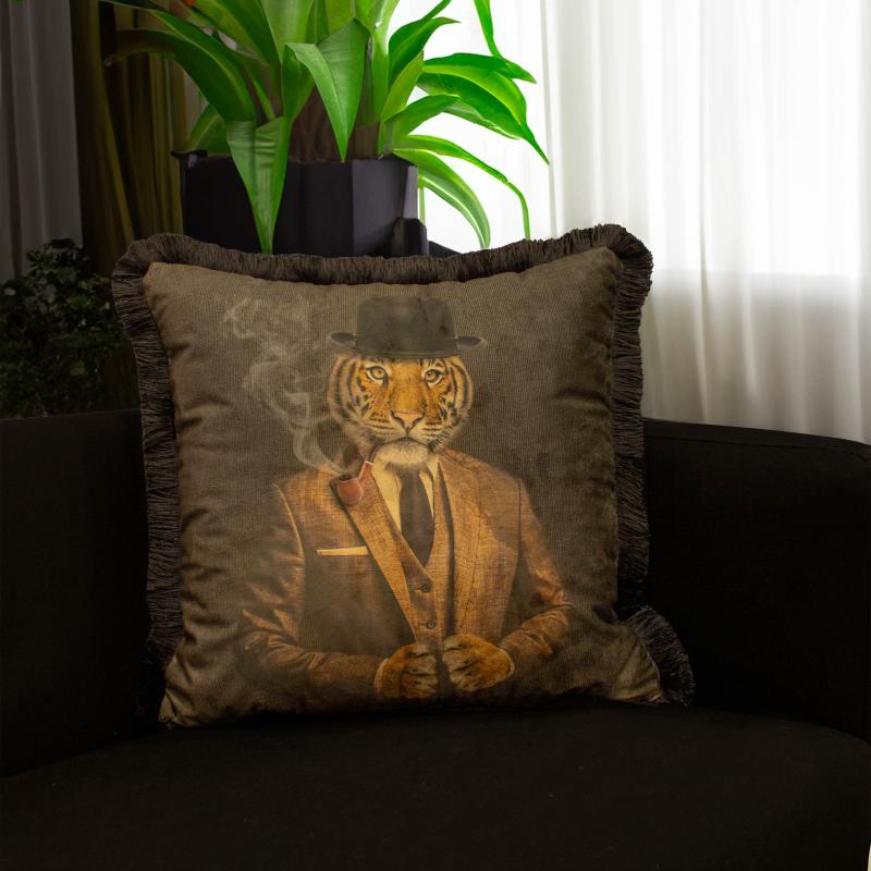 The Cinematic Gentleman: Mr. Tiger Velvet Cushion