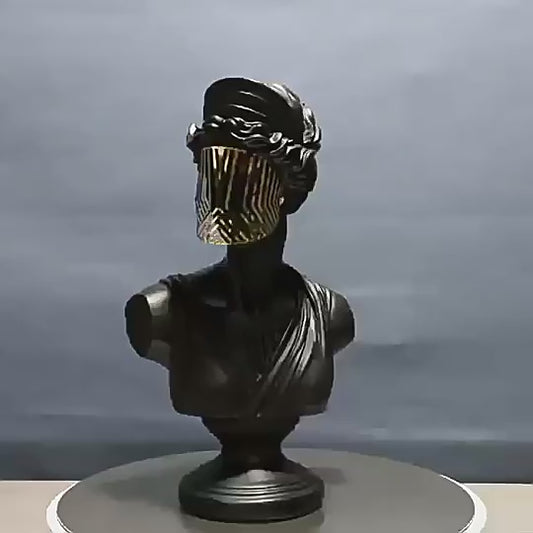 Modern Resin Venus Roman Masked Statue — Elegant Home Decor Sculpture (black & white)