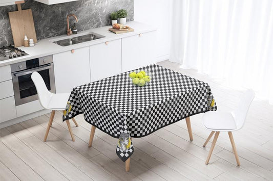Luxury Fine Linen Tablecloth - Iconic Art & Monochrome Checkered Series